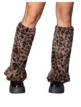 Aquecedores de pernas RoseSeek com estampa de leopardo, felpudos femininos, multicoloridos