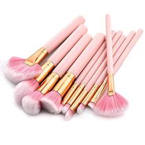 ARALOR Pincéis de Maquiagem Set 10 pcs Pink Wood Handle Soft Nylon Cerdas Kabuki Pincel de Maquiagem Pincéis Cosméticos Sombra Delineador Pincéis Blush