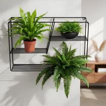 Aramado nicho prateleira de parede retângulo grande preto 60x40x13cm aramado para jardim