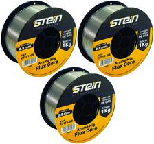 Arame Solda Mig 0,8mm Com 1Kg Sem Gás E71T0-GS 03 Rolos Stein Arame Solda Mig 0,8mm Com 1Kg Sem Gás E71T0-GS 03 Rolos Stein