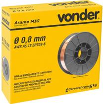 Arame solda mig com gás 0,8mm carretel 5kg Vonder Arame solda mig com gás 0,8mm carretel 5kg Vonder