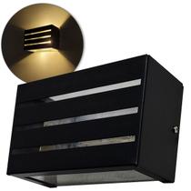 Arandela 2 Focos Efeito 3 Frisos Preta Externa Retangular Alumínio Arandela 2 Focos Efeito 3 Frisos Preta Externa Retangular Alumínio