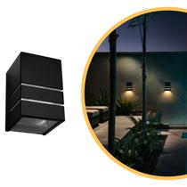 Arandela 2 Frisos 1 Facho Preta Externa Alumínio