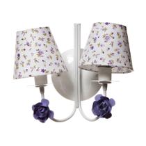 Arandela 2 Lâmpadas Flores Lilás Quarto Bebê Infantil Menina Arandela 2 Lâmpadas Flores Lilás Quarto Bebê Infantil Menina