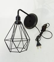 Arandela Abajur De Parede Retrô Aramado Diamante Preto