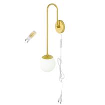 Arandela Abajur Jabuticaba Dourado Interruptor Branco +Led