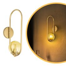 Arandela Arkom Light Dourado Globo Bola De Vidro Âmbar 10cm