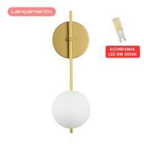 Arandela Bari Globo 12 Jabuticaba Dourado Fosco Led 5w 3000k