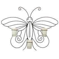 Arandela Borboleta 50 Cm Decorativo Parede Porta Vela Branca - Velitas (r)