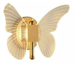 Arandela Borboleta Dourada Minimalista 10W Bivolt
