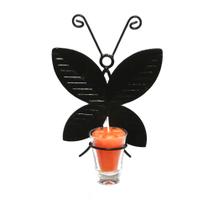 Arandela Borboleta M 21 cm Porta Vela Laranja Castiçal Ferro