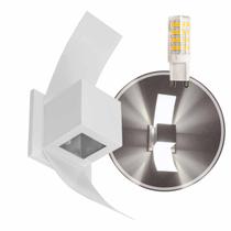 Arandela Box Aba Efeito 2 Foco Alumínio Branca + LED G9 5w Branco Frio St890