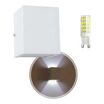 Arandela Branca 2 Fachos Efeito Parede Muro Externa + Led 5w Luz Branco-frio Arandela Branca 2 Fachos Efeito Parede Muro Externa + Led 5w Luz Branco-frio