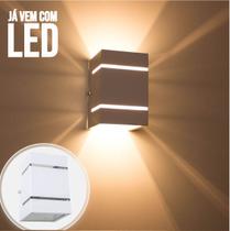 Arandela Branca + LED 5W 3000K luminária Externa Parede Muro 2 Focos Frisos Fachos St327
