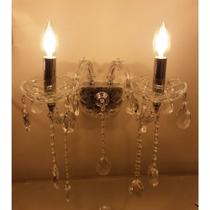 Arandela Classica Dupla Cristais e Pingentes Arandela Classica Dupla Cristais e Pingentes