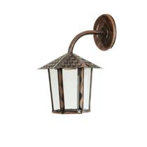 Arandela Colonial Sextavado Parede Externa Vidro Liso Cobre Blumenau