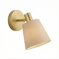 Arandela com Cúpula Crua Bege Corpo Dourado Metalizado Arandela com Cúpula Crua Bege Corpo Dourado Metalizado