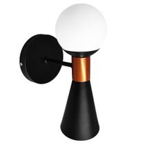 Arandela Cone Alumínio Luz Focal GU10 Globo Jabuticaba G9 Preto com Cobre Arandela Cone Alumínio Luz Focal GU10 Globo Jabuticaba G9 Preto com Cobre
