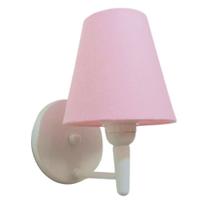 Arandela Cone Md-2004 Base Branco Cúpula em Tecido 14/14x07cm Rosa Bebê - Bivolt