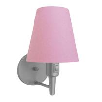 Arandela Cone Md-2013 Cinza C/ Inter Liga e Desl Cúpula em Tecido Rosa Bebê - Bivolt