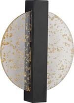 Arandela cross ø20x25cm preto acríl transp c/ folhas de ouro