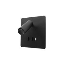 Arandela de Cabeceira Preto LED 3000K c/ USB Bivolt 8W