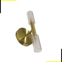 Arandela de Parede Caiena A 28cm x L 10cm x P 12cm Metal e Vidro Dourado e Branco Bella Iluminação HP003