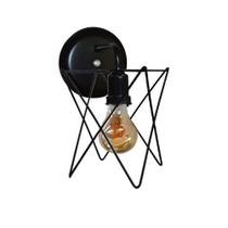 Arandela De Parede Com Aramado Estrela - Estilo Retro - Cor Preto Arandela De Parede Com Aramado Estrela - Estilo Retro - Cor Preto