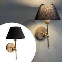 Arandela De Parede Com Interruptor Com Cúpula Ref 16 - Dourado com Preto Arandela De Parede Com Interruptor Com Cúpula Ref 16 - Dourado com Preto