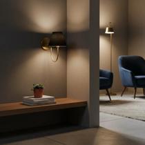 Arandela de Parede Curvada de Alumínio e bivolt Com Cúpula algodão