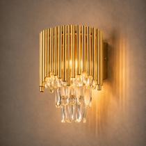 Arandela de Parede Dourada Cristal Luxo 30cm Soquete E14