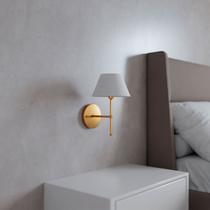 Arandela De Parede Dourado de aluminio e bivolt com Cupula algodão branco Ref 16 Arandela De Parede Dourado de aluminio e bivolt com Cupula algodão branco Ref 16