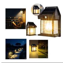 Arandela de Parede Externa Energia Solar Led Moderna Decoração Ar Livre Muro Jardim Luz Noturna Detecta Sensor de Presença Economiza Energia Elétrica