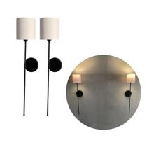 Arandela De Parede Industrial Com Interruptor Liga e Desliga Cupula Bege, Branco e Preto Tecido Algodao Tensão Bivolt 110/220v