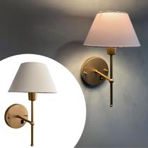 Arandela de Parede Interruptor Com Cúpula Algodão Ref 16 + lâmpada - Dourado com Branco Arandela de Parede Interruptor Com Cúpula Algodão Ref 16 + lâmpada - Dourado com Branco
