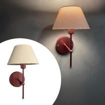 Arandela de Parede Interruptor Com Cúpula Algodão Ref 16 + lâmpada - Rose Gold Com Bege Arandela de Parede Interruptor Com Cúpula Algodão Ref 16 + lâmpada - Rose Gold Com Bege