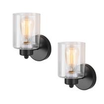 Arandela de parede KENMI Matte Black Clear Glass 12x17 cm 110V
