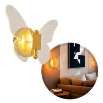 Arandela de Parede LED Borboleta Dourada Decorativa Infantil 6W Luz Quente ST3099 Arandela de Parede LED Borboleta Dourada Decorativa Infantil 6W Luz Quente ST3099