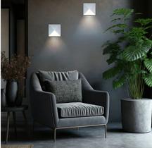 Arandela de parede led egito quadrado interno 110v 17,4x17,4x6,5cm alumínio - acend 5076