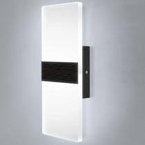 Arandela de parede, luminosa, regulável, 12 W, acrílico preto, moderno