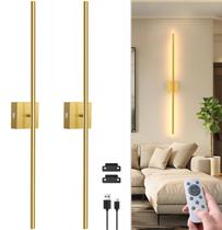 Arandela de parede NIORSUN 90 cm operada por bateria com controle remoto dourado Arandela de parede NIORSUN 90 cm operada por bateria com controle remoto dourado