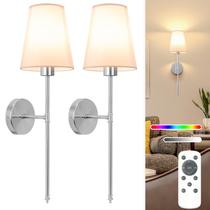 Arandela de parede operada por bateria NIORSUN Brushed Nickel 64 cm 25,4 polegadas Conjunto de 2 com controle remoto Arandela de parede operada por bateria NIORSUN Brushed Nickel 64 cm 25,4 polegadas Conjunto de 2 com controle remoto