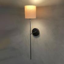 Arandela De Parede Quarto Dormitorio Casal Sem Interruptor Com Cupula Bege, Branco e Preto Tecido Algodao Lâmpada Tensao Bivolt 110v220v