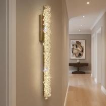 Arandela dourada reta com cristais k9 led incluso 3000k bivolt 60 cm Stretto Arandela dourada reta com cristais k9 led incluso 3000k bivolt 60 cm Stretto