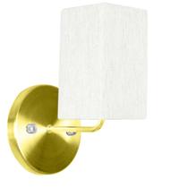Arandela Dourado De Cupula Quadrada Linho Claro Arandela Dourado De Cupula Quadrada Linho Claro