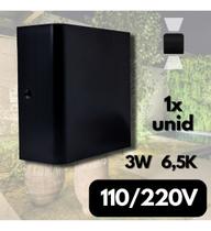 Arandela Externa Luminária D Parede M12 Led 3W 6.500k Arandelas Àrea Muro Banheiro Escada Preta Moderna Slim Interna Quarto 2 Facho IP65