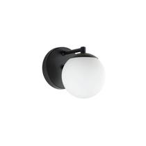 Arandela Figo Globo Vidro 12cm - Preto / Vidro Branco