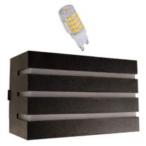 Arandela Frisada parede muro quintal Marrom + Lampada Led Arandela Frisada parede muro quintal Marrom + Lampada Led