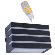 Arandela Frisada parede muro quintal Preta + Lampada Led Arandela Frisada parede muro quintal Preta + Lampada Led