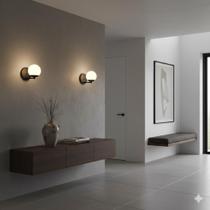 Arandela Globo Jabuticaba Vidro Parede Moon Alumínio G9 - Dourado Leitoso